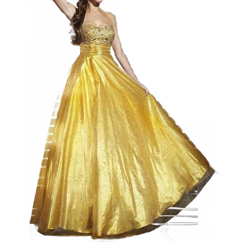 NEW STUDIO 17 women's glittered prom dress in gold